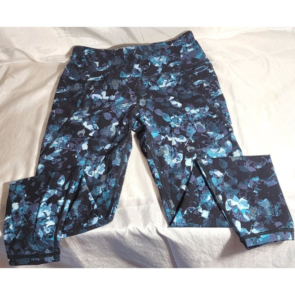 Sweaty Betty Women's Pull-on Power 7/8 Crop‎ Leggings - Teal Abstract Print - 4
